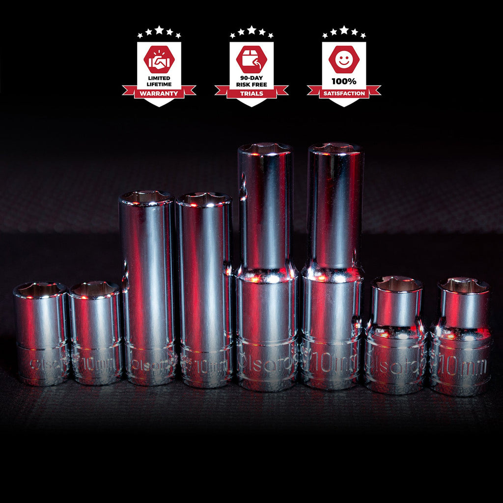 100pc - 10mm Socket Set by Olsa Tools - Perfect for Mechanics | Limited Lifetime Warranty