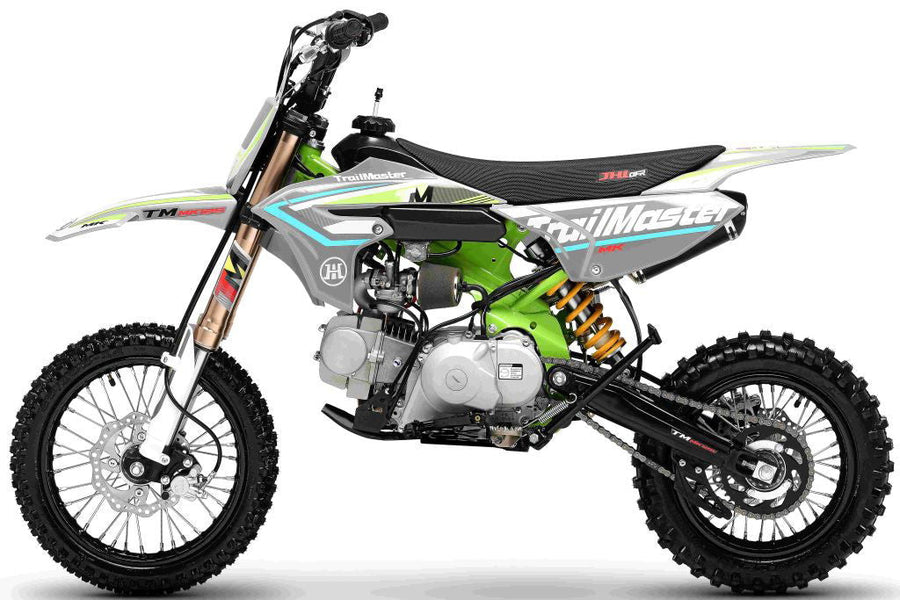 TrailMaster MK110ES Pro Series Dirt Bike, BOSCH EFI, 4-Speed Automatic, Electric Start, Dual Disc Brakes, (14/12) Wheels