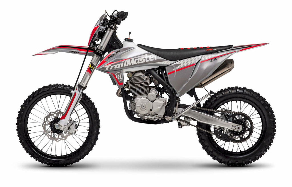 TrailMaster LX250 Dirt Bike, 6-Speed Manual, Dual Disc Brakes, Electric Start with Kick backup, (21/18) Wheels