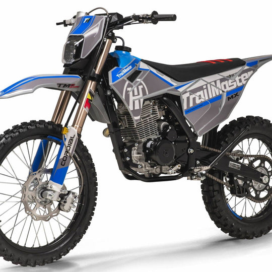 TrailMaster MX250-Pro Dirt Bike, 5-Speed Manual, Dual Disc Brakes, Electric Start (21/18) Wheels