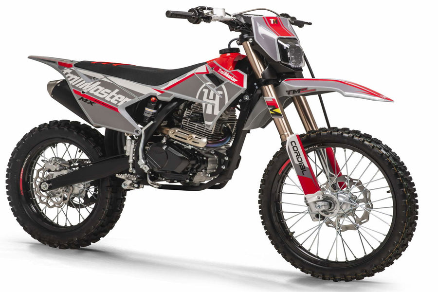 TrailMaster MX250-Pro Dirt Bike, 5-Speed Manual, Dual Disc Brakes, Electric Start (21/18) Wheels