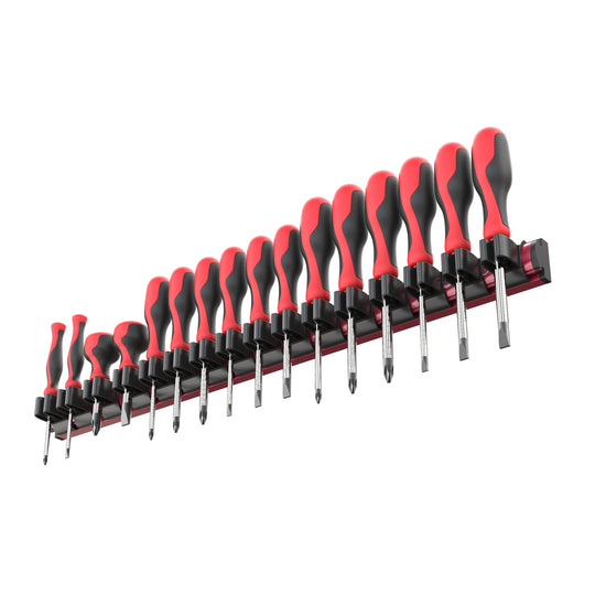 Olsa Tools Magnetic Screwdriver Organizer, Red, Holds 16