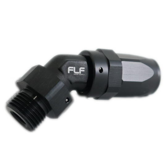 45 degree AN Hose to ORB swivel hose end