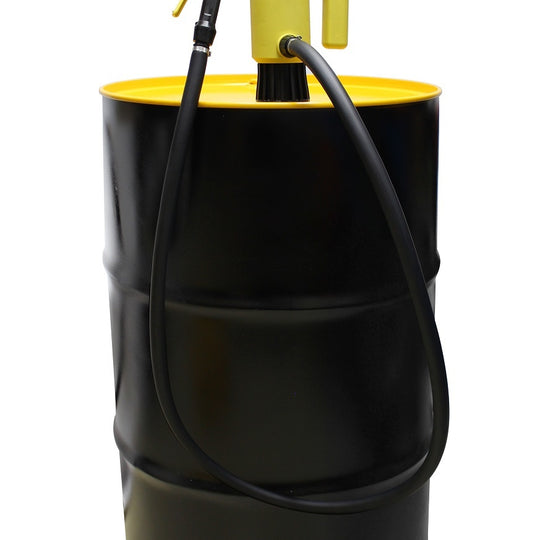 Electric transfer pump installed on 55 gallon fuel drum