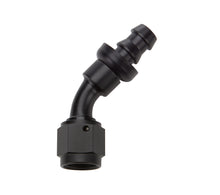 Load image into Gallery viewer, Pushlock Hose End Black 45 Deg Elbow -6