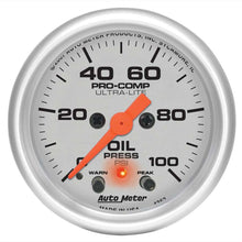 Load image into Gallery viewer, 2-1/16in U/L Oil Press. Gauge w/Peak &amp; Warning