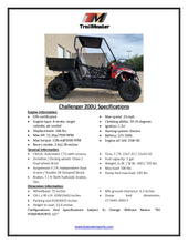 Load image into Gallery viewer, TrailMaster Challenger 200U Back Woods UTV - 168.9cc 11.1HP Engine, Automatic, Front Cargo Rack, Rear Dump Bed, Suitable for Ages 16 &amp; Older