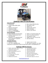 Load image into Gallery viewer, Trailmaster Challenger 300E EFI UTV / side-by-side, 52 Inch Wide, High Back Seats, CVT trans, Intergrated Hitch, Cargo Area, Bimini Top