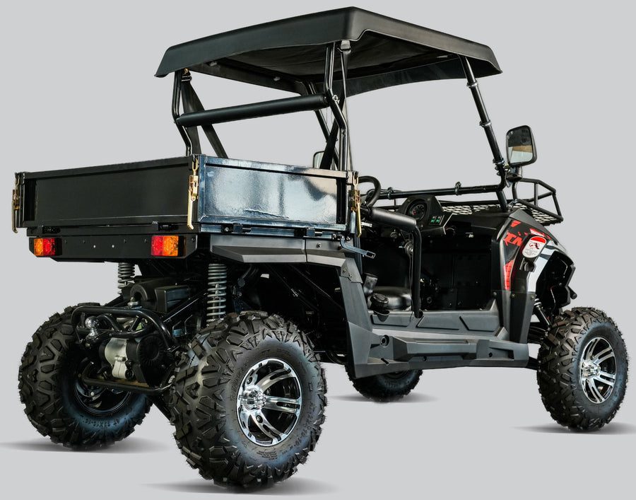 TrailMaster Challenger 200EUX UTV Side-by-Side, Front Cargo Rack, Rear Dump Bed, Deluxe Alloy Wheels, LED Light Bar