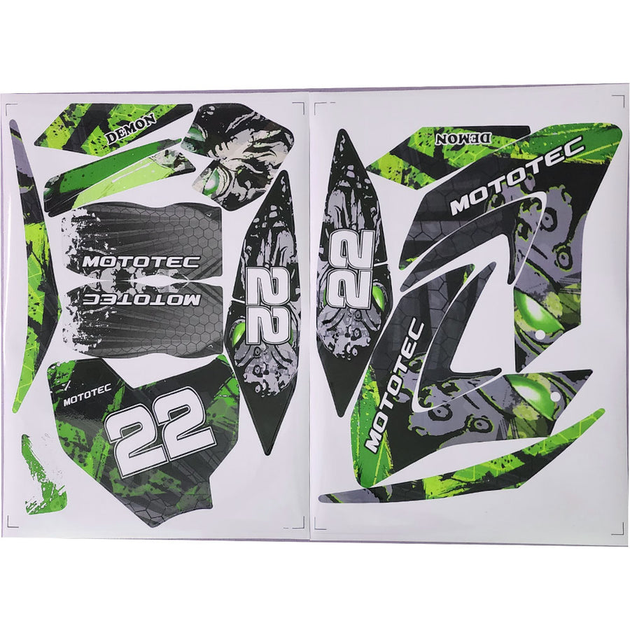 MotoTec 36v Demon Lithium Dirt Bike Sticker Kit Green - view 2