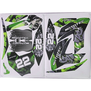 MotoTec 36v Demon Lithium Dirt Bike Sticker Kit Green