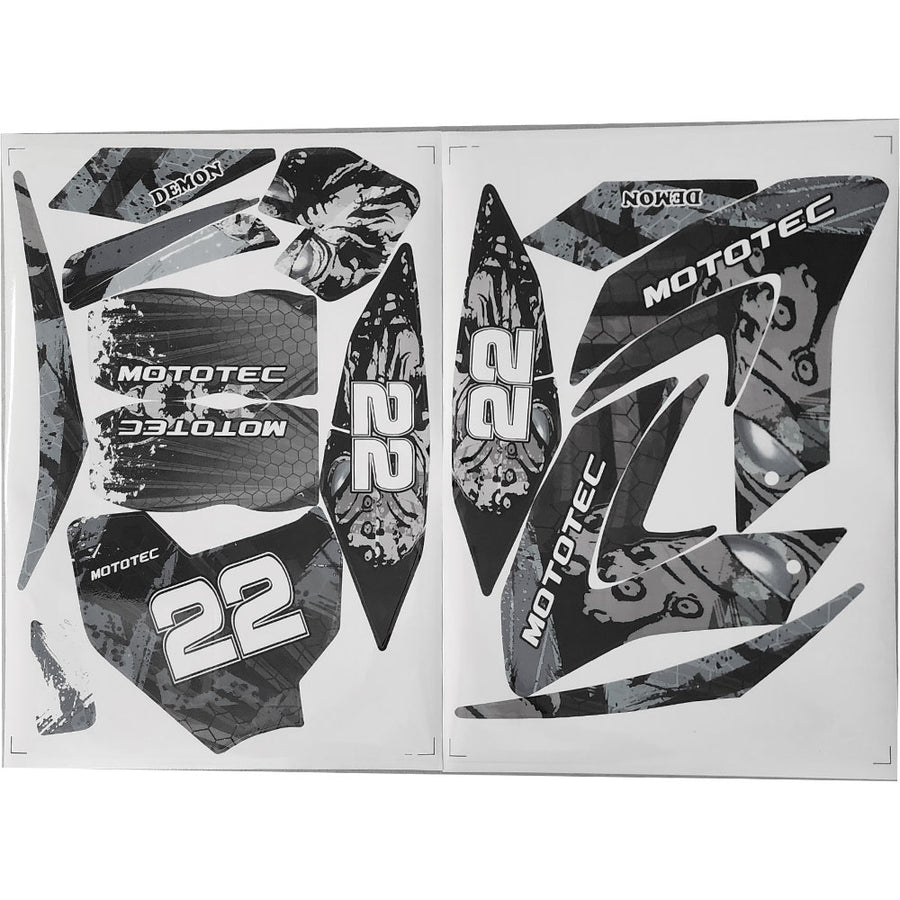MotoTec 36v Demon Lithium Dirt Bike Sticker Kit White - view 2