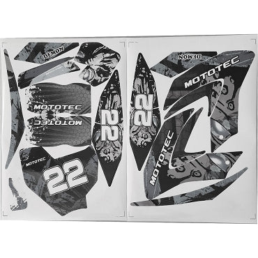 MotoTec 36v Demon Lithium Dirt Bike Sticker Kit White