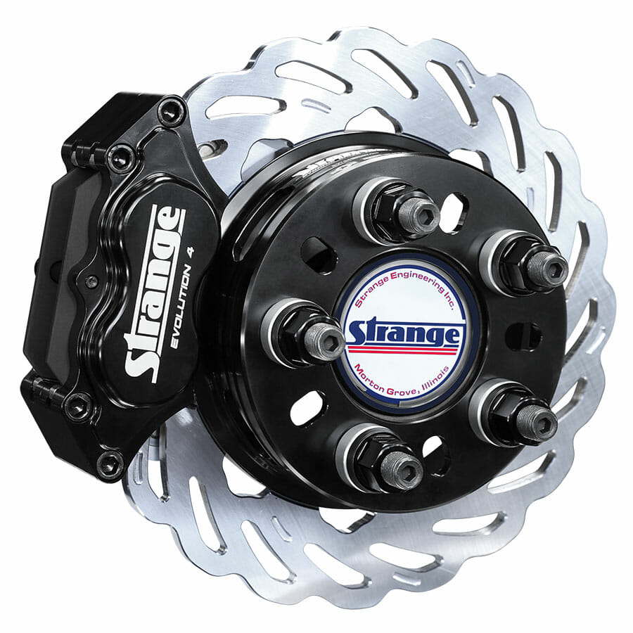 Strange Evolution Dynamic Drive Mount Rear Brake Kit | For Mopar Housing Ends – Includes Bearings | Evolution S Rotors, 4 Piston Billet Evolution 4 Calipers | With DTC-30 Semi Metallic Pads
