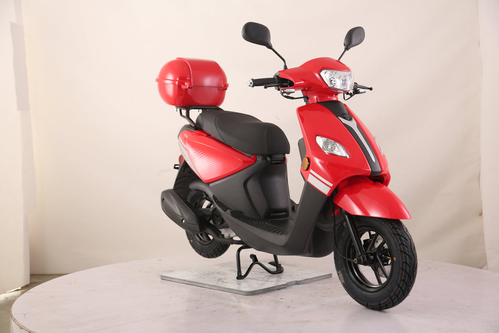 TrailMaster Flash 50cc Street Scooter, CVT Automatic, LED Lights, Rear Trunk Included