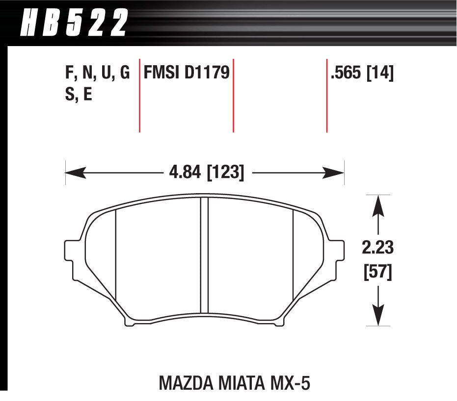 Brake Pads Front Mazda Miata HP Plus