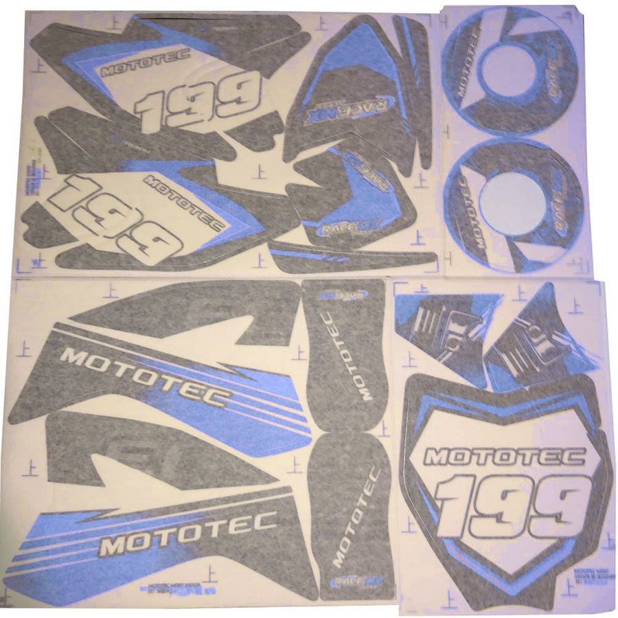 MotoTec 36v/48v Pro Dirt Bike Sticker Kit - Blue – view 2