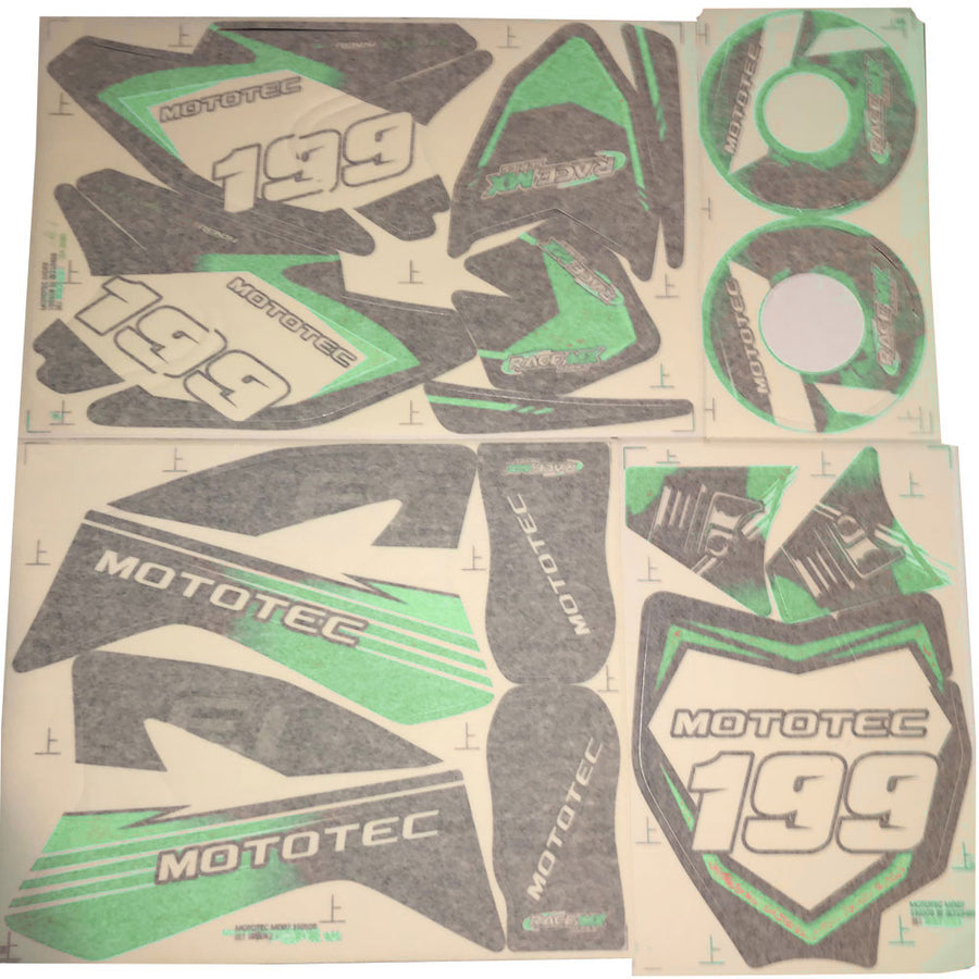 MotoTec 36v/48v Pro Dirt Bike Sticker Kit - Green - view 2