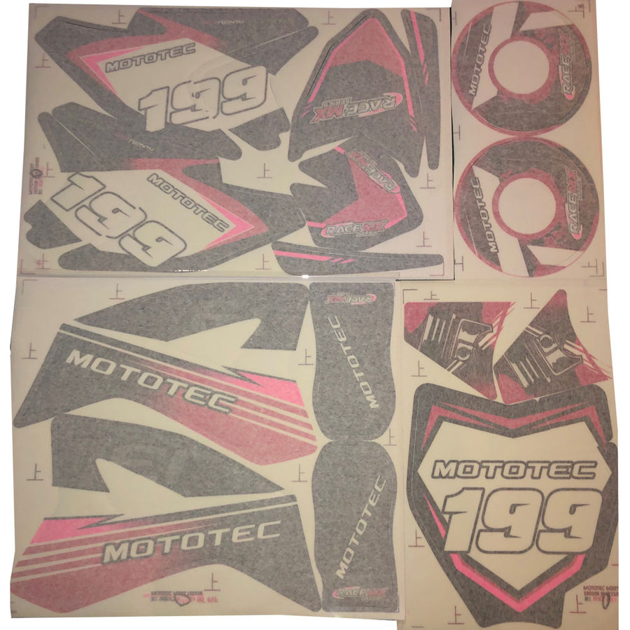 MotoTec 36v/48v Pro Dirt Bike Sticker Kit - Pink - view 2