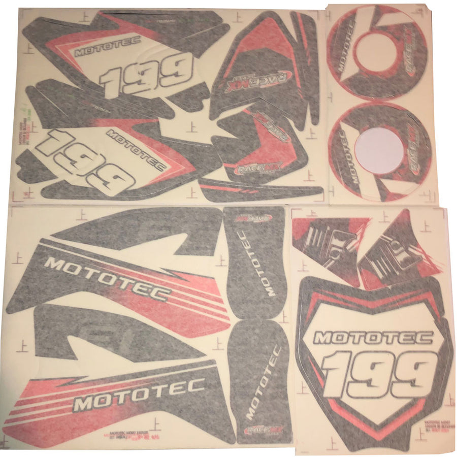 MotoTec 36v/48v Pro Dirt Bike Sticker Kit - Red – view 2