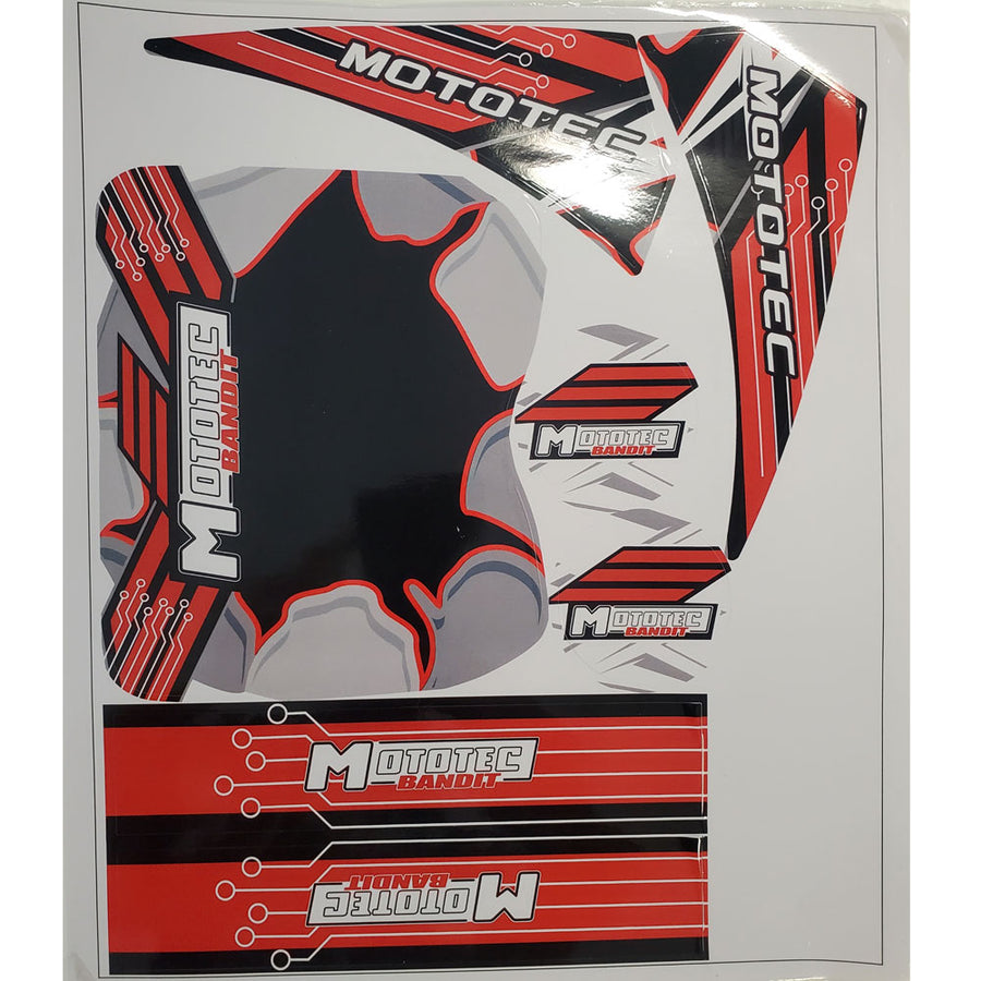 MotoTec Bandit Sticker Kit Red - view 2