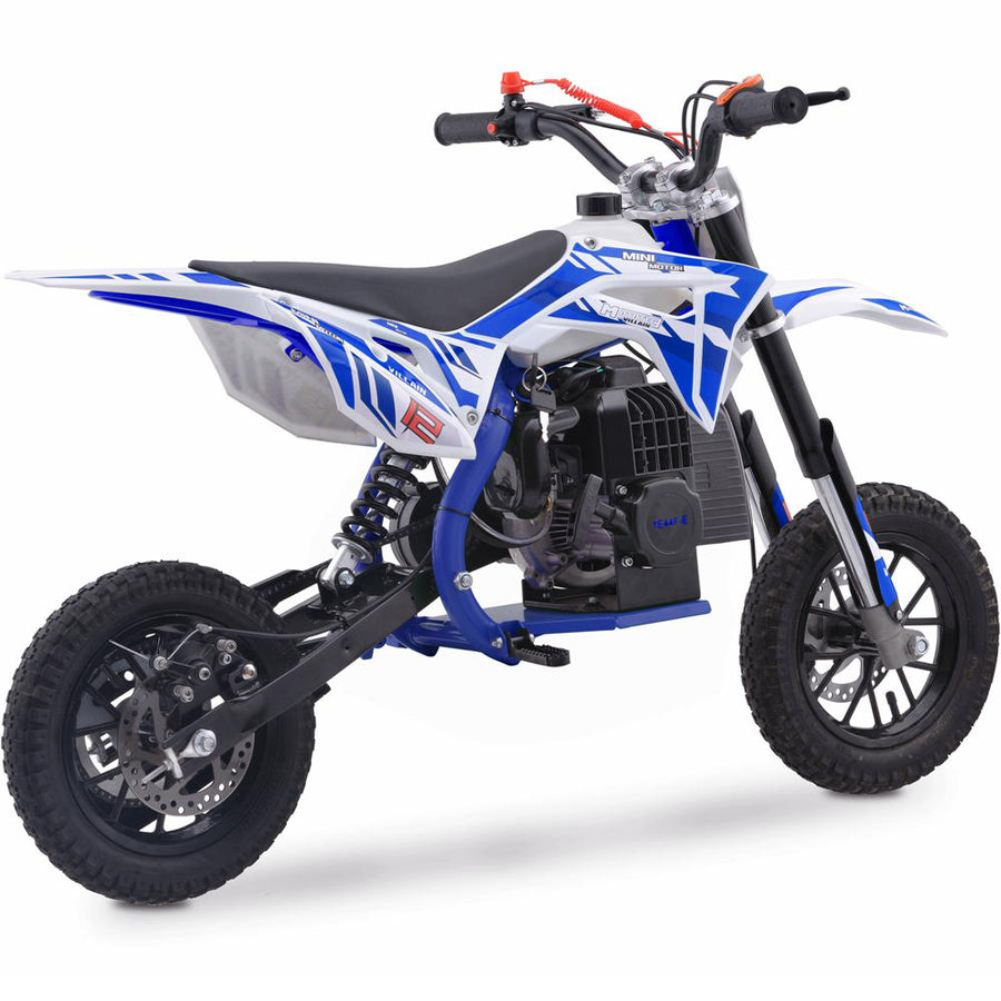 MotoTec Villain 52cc 2-Stroke Kids Gas Dirt Bike Blue – view 3
