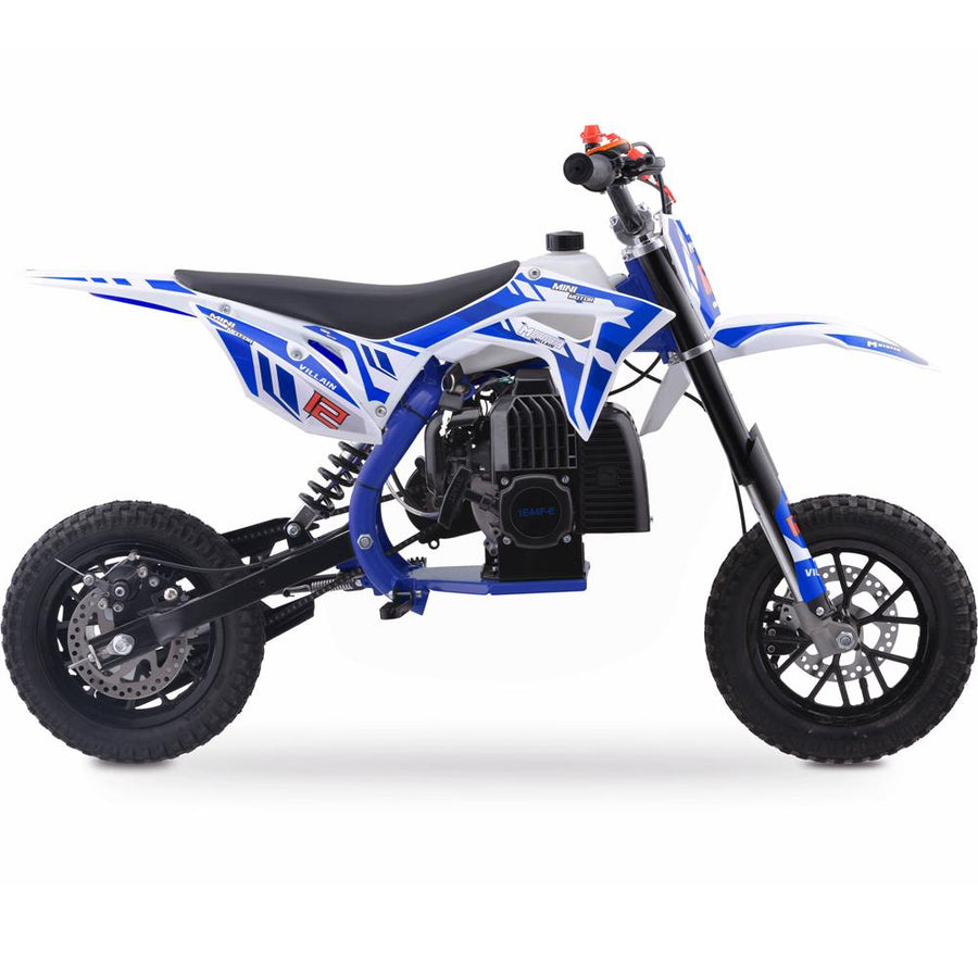 MotoTec Villain 52cc 2-Stroke Kids Gas Dirt Bike Blue – view 5