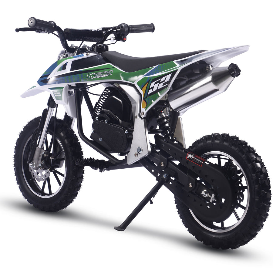 MotoTec Warrior 52cc 2-Stroke Kids Gas Dirt Bike Green – view 4