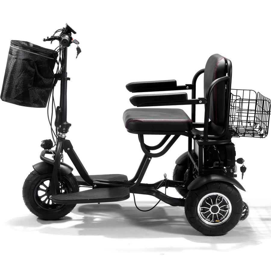 MotoTec Folding Mobility Electric Trike 48v 1000w Dual Motor Lithium Black – view 3