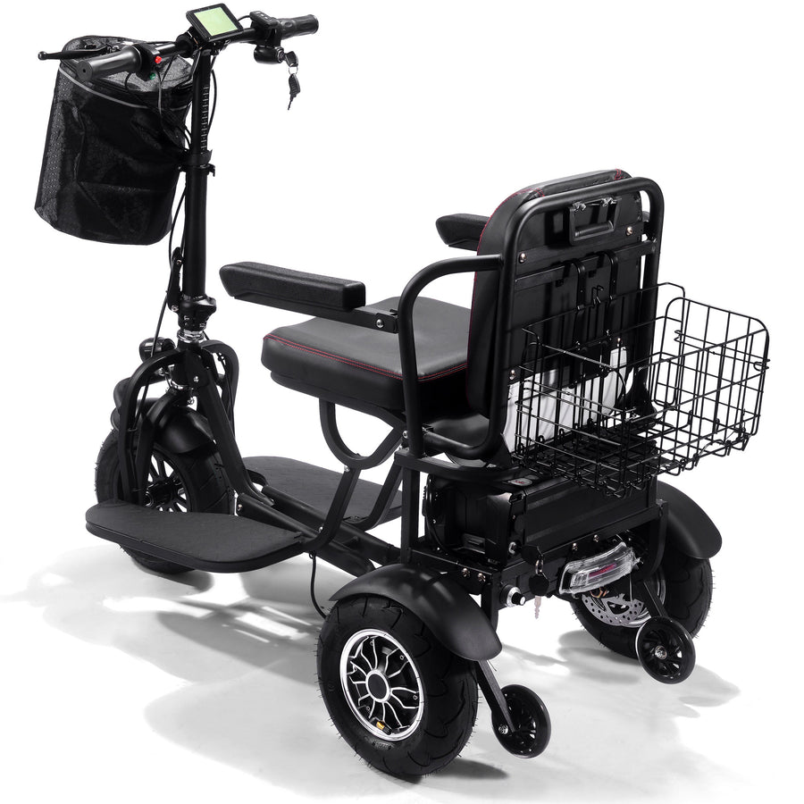 MotoTec Folding Mobility Electric Trike 48v 1000w Dual Motor Lithium Black – view 4