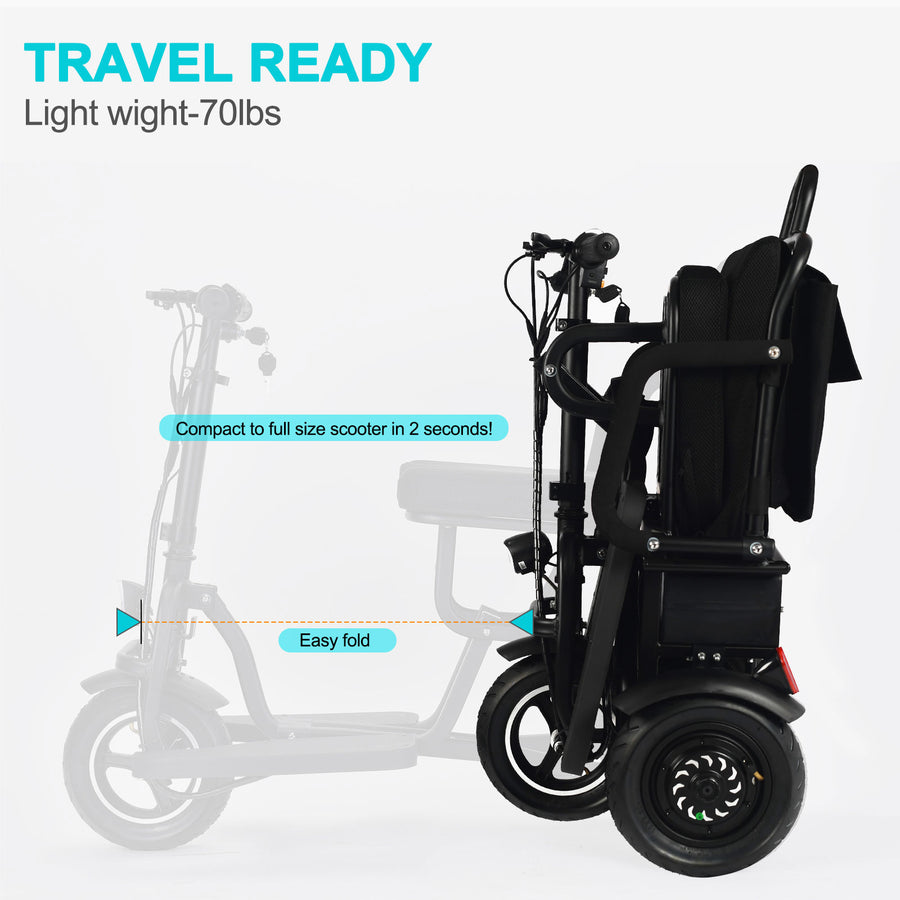 MotoTec Folding Mobility Electric Trike 48v 700w Dual Motor Lithium Black – view 6