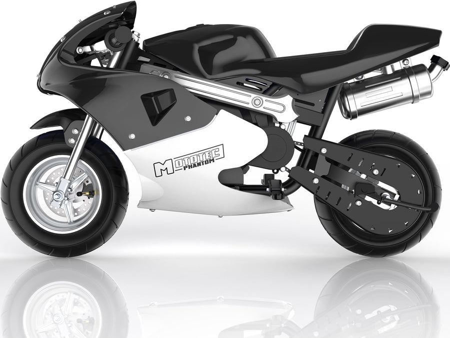 MotoTec Phantom Gas Pocket Bike 49cc 2-Stroke Black – view 3