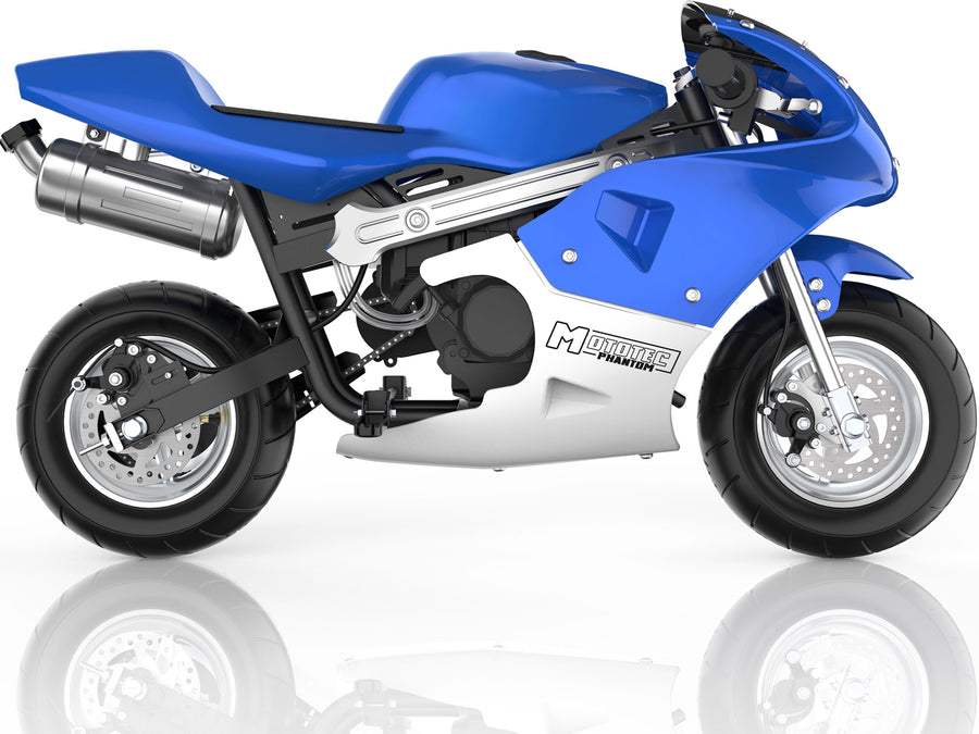 MotoTec Phantom Gas Pocket Bike 49cc 2-Stroke Blue – view 4