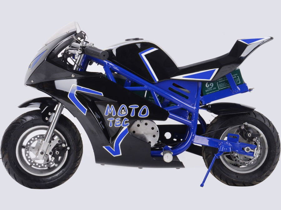 MotoTec 36v 500w Electric Pocket Bike GT Blue – view 3