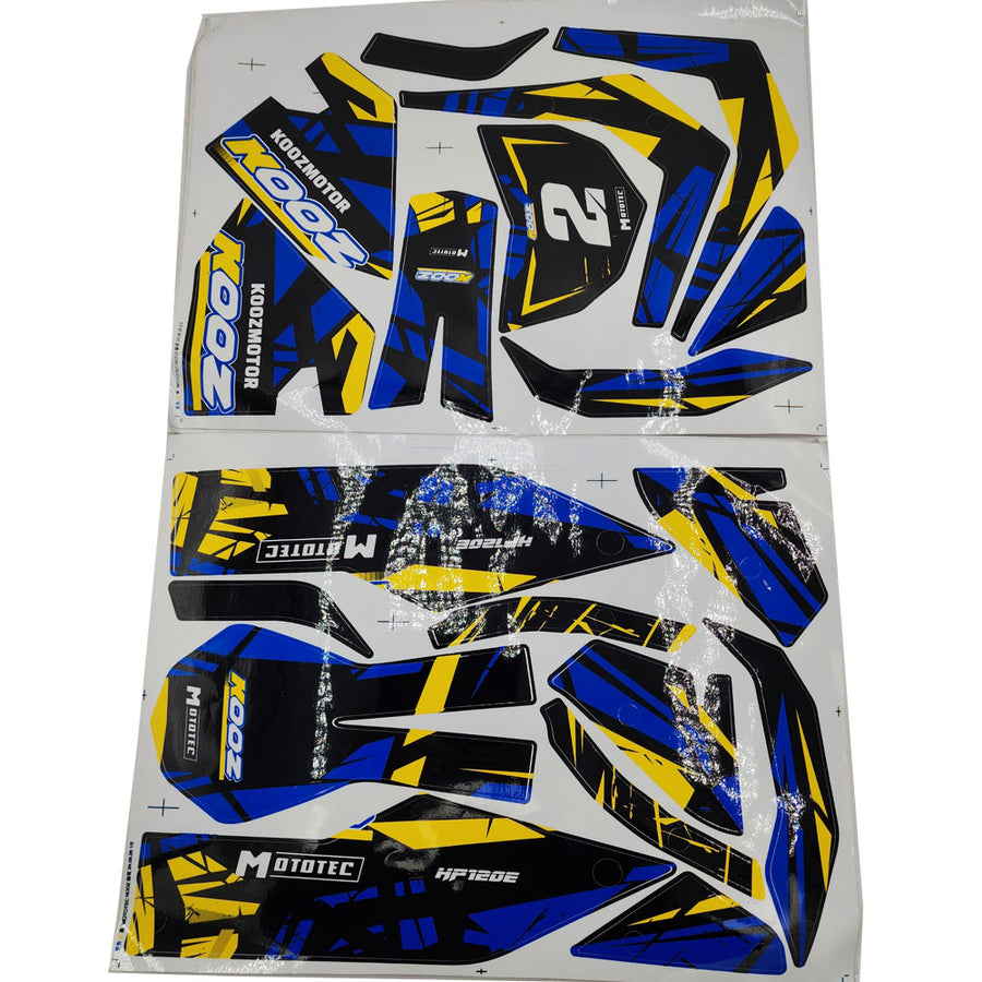 MotoTec 24v 250w (HP120e) Electric Mini Bike - Sticker Kit Blue - view 2