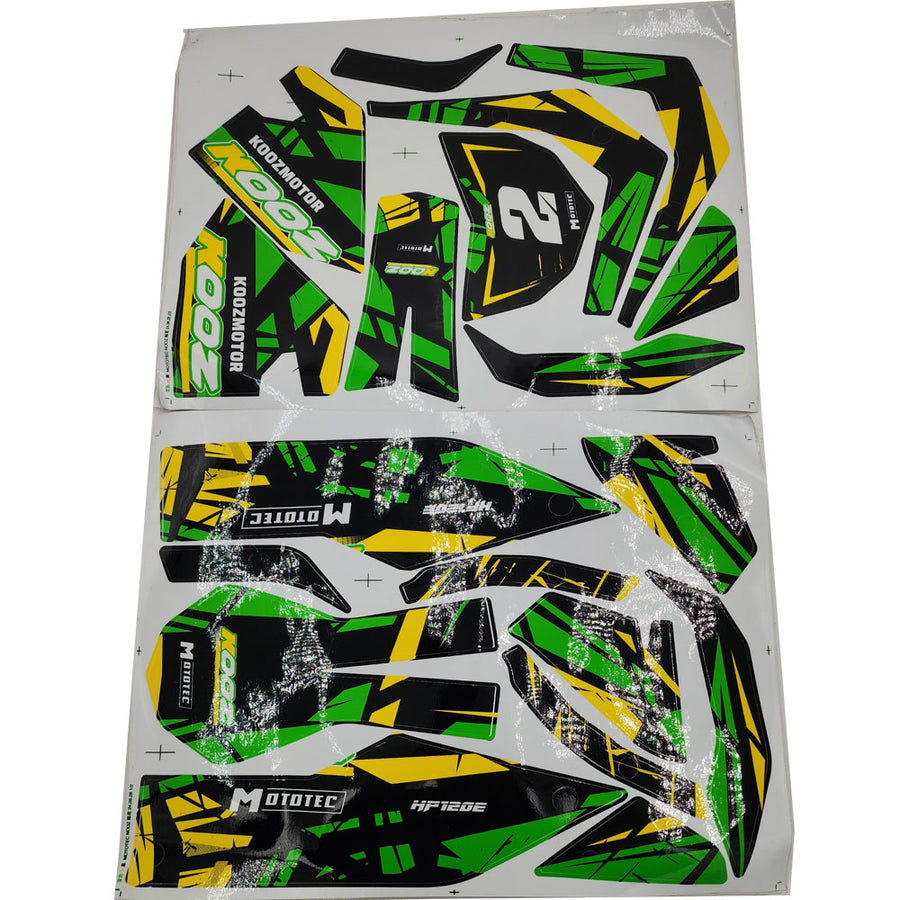 MotoTec 24v 250w (HP120e) Electric Mini Bike - Sticker Kit Green - view 2