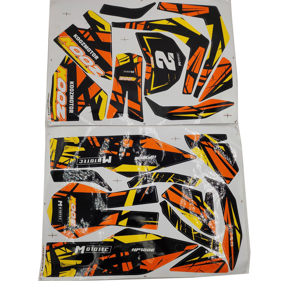 MotoTec 24v 250w (HP120e) Electric Mini Bike - Sticker Kit Orange - view 2