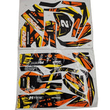 MotoTec 24v 250w (HP120e) Electric Mini Bike - Sticker Kit Orange - DB-24v-250w-HP120E-Sticker-Kit-Orange