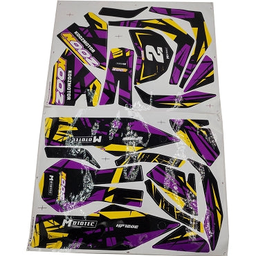 MotoTec 24v 250w (HP120e) Electric Mini Bike - Sticker Kit Purple