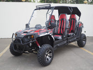 TrailMaster Challenger 4-300X EFI UTV Chrome Rims, Bimini Top, Full roll Cage, Light Bar, Brush Guard. Independent Rear