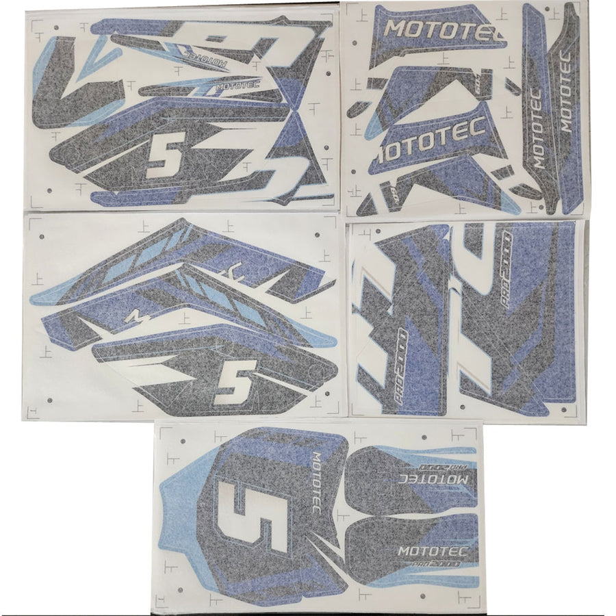 MotoTec 60v 2000w Pro Dirt Bike Sticker Kit - Blue - view 2