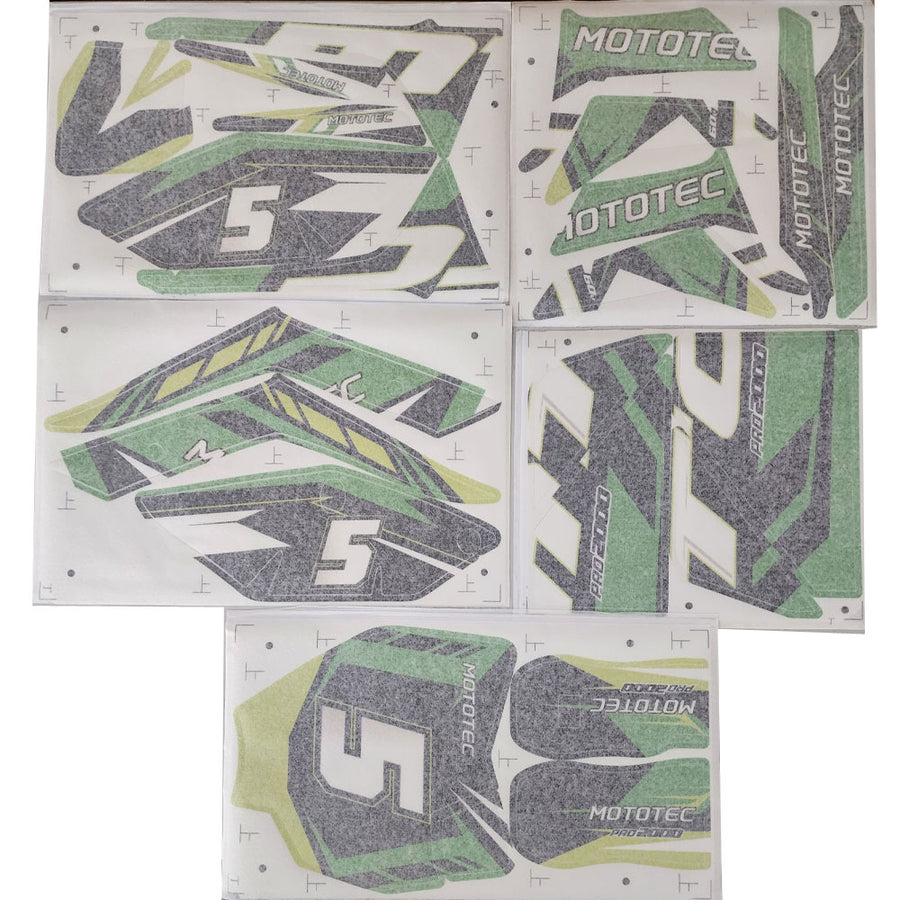 MotoTec 60v 2000w Pro Dirt Bike Sticker Kit - Green - view 2