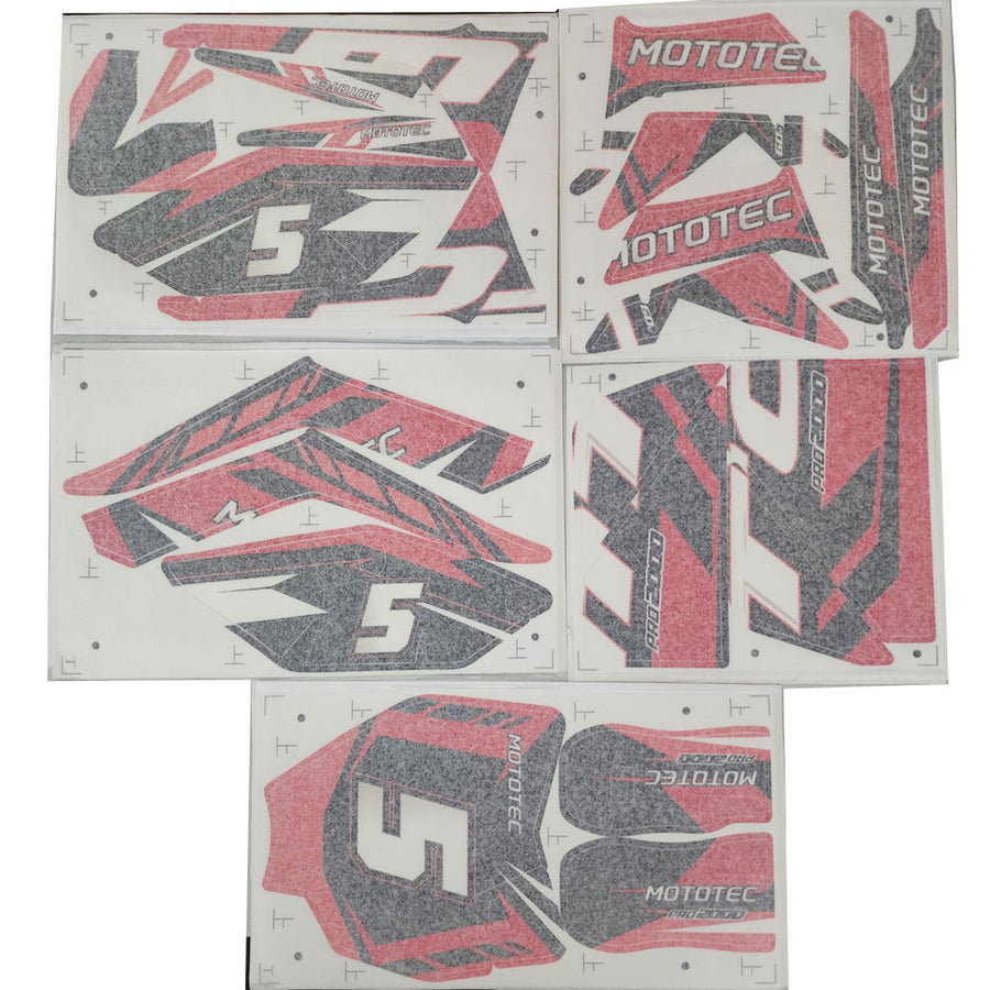 MotoTec 60v 2000w Pro Dirt Bike Sticker Kit - Red - view 2