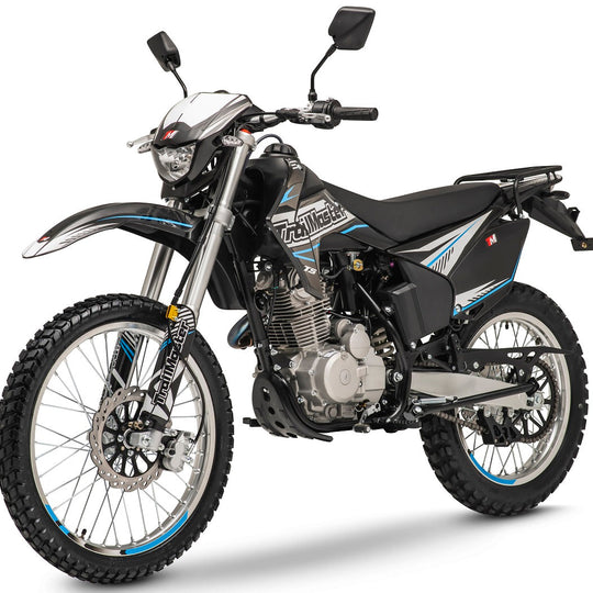 TrailMaster T5 Dual Sport Dirt Bike, 5-Speed Manual, 223cc Engine, Dual Disc Brakes, Electric Start with Kick backup, (21/18) Wheels