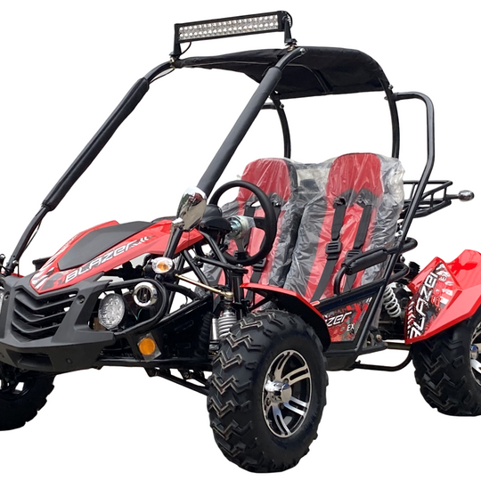 TrailMaster Blazer 200EX EFI Buggy Go Kart, LED Light Bar, Windshield Included