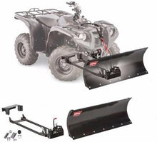 ATV snow plow center mount bracket installed showing mounting position and alignment