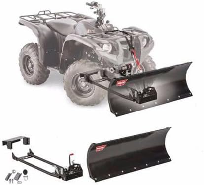 ATV snow plow center mount bracket installed showing mounting position and alignment