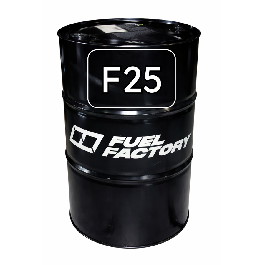 Fuel Factory F25 race fuel 54 gallon drum high octane performance racing fuel bulk supply