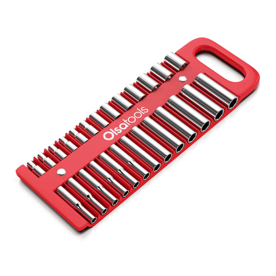 Olsa Tools Magnetic Portable Socket Trays, Red, 1/4"