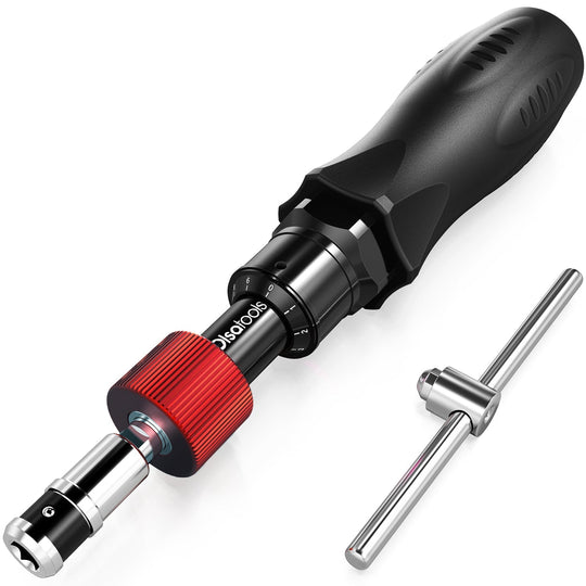 Olsa Tools Torque Screwdriver with Hex head and T-handle, 10-50 in-lb, Red